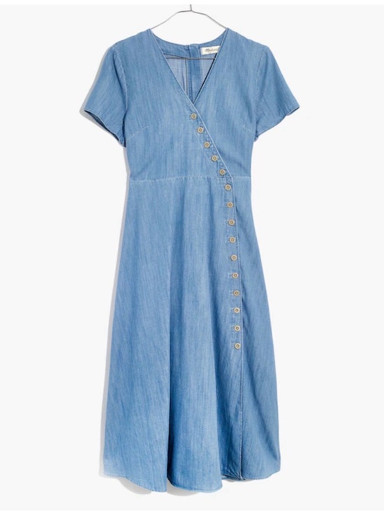 Madewell Dresses & Skirts - Madewell Indigo Button-Wrap Midi Dress size 4